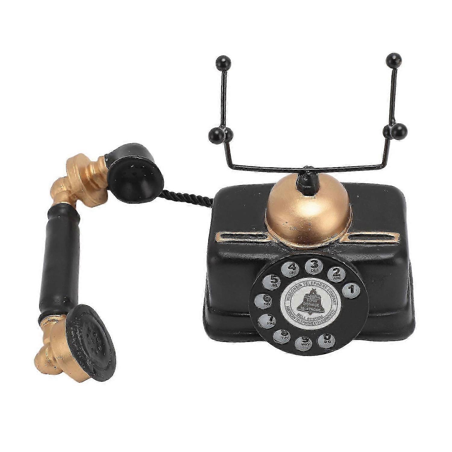 Retro Telephone Ornament Vintage Corded Phone Decoration for Cafe and Gallery Display