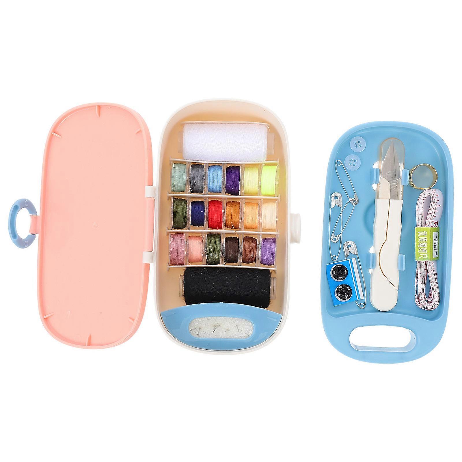 Sewing Thread Box Portable Needlework Box for Storage Use Pink