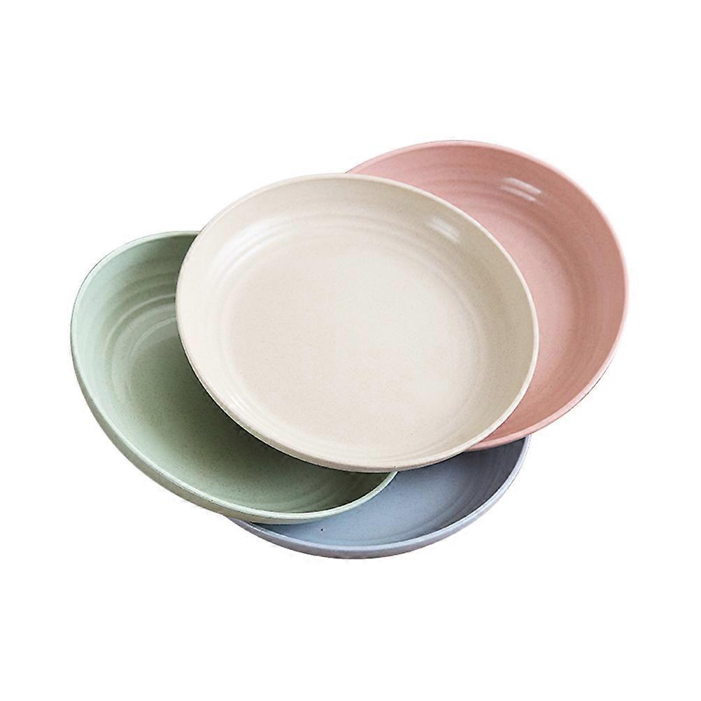 Lovely Plates Round Straw Dinner Platter for Holding Food 4Pcs Blue