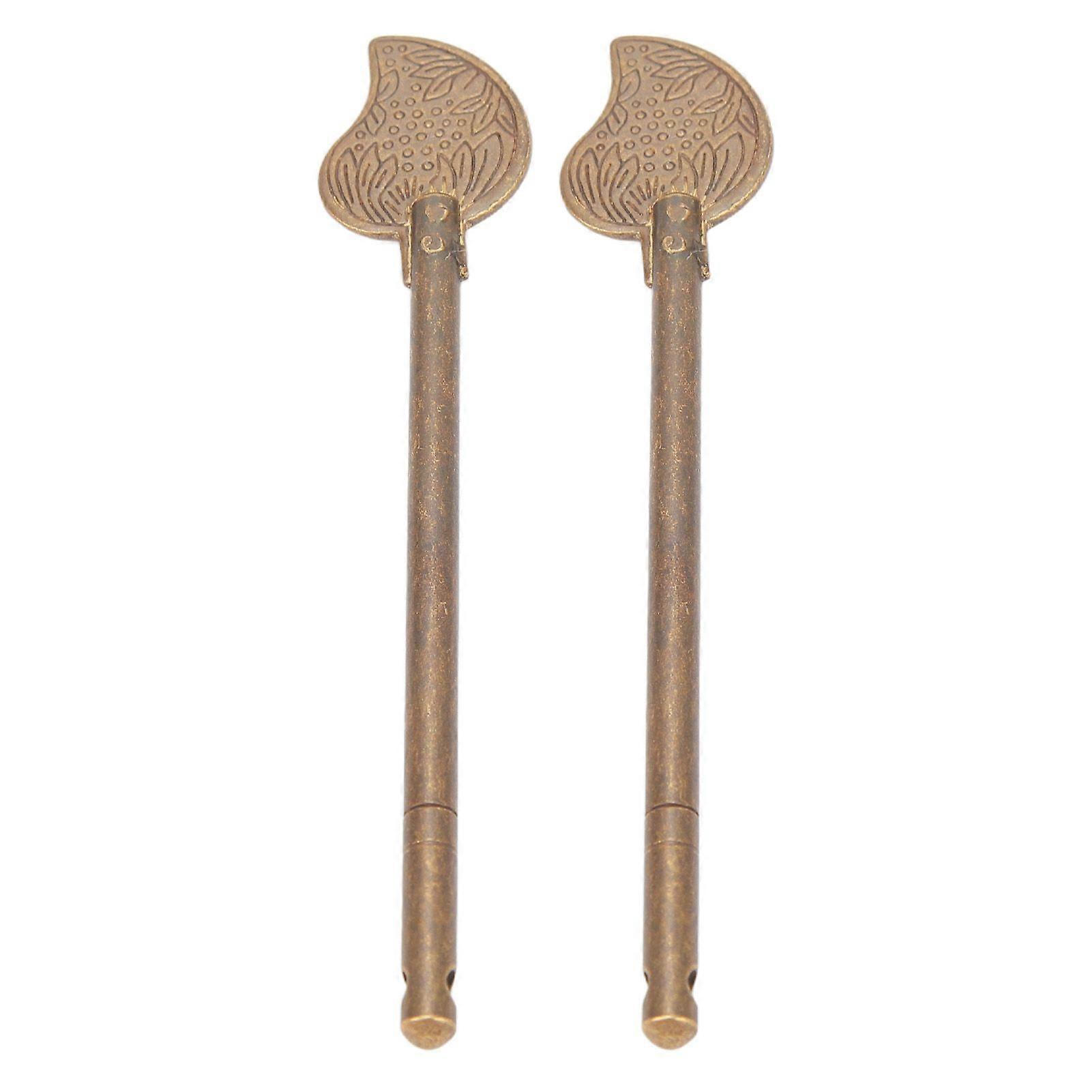 2 Pcs Door Latch Locking Pin 11cm Leaf Shape Retro Style Brass Cabinet Key Latch Bolt Locking Pin