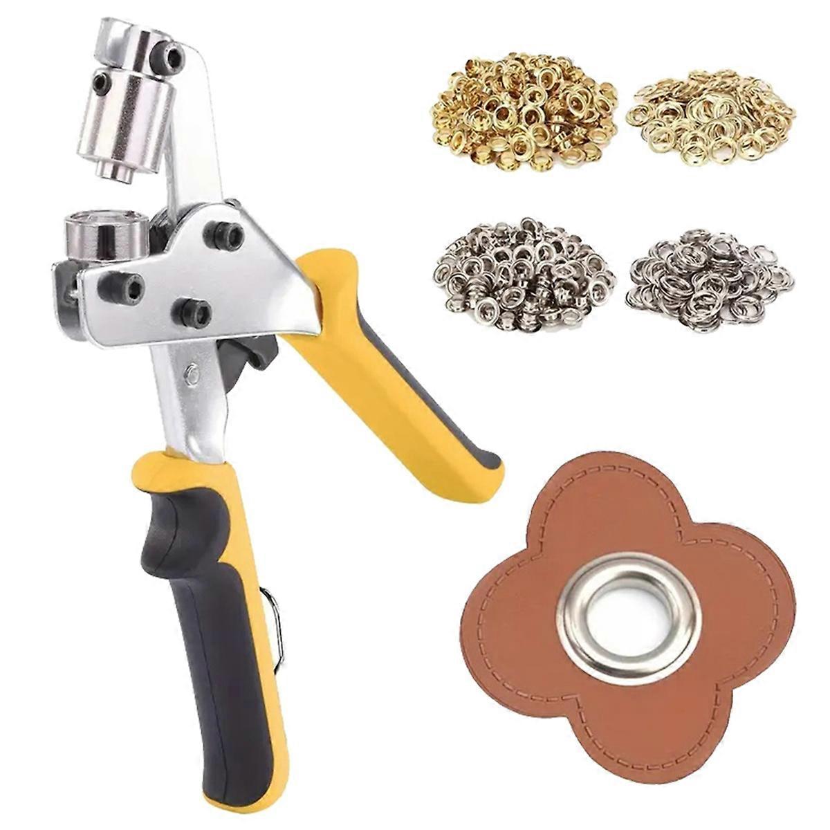 3/8 Inch 10mm Grommet Pliers Kit Handheld Hole Punch Tools with 200 Set of Eyelet Grommets for Leather Canvas Clothing