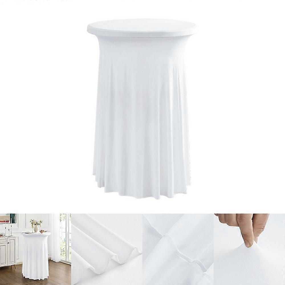 80 x 110cm Elegant Round Cocktail Table Cover for Business Events Solid Color Stretch Skirted Tablecloth