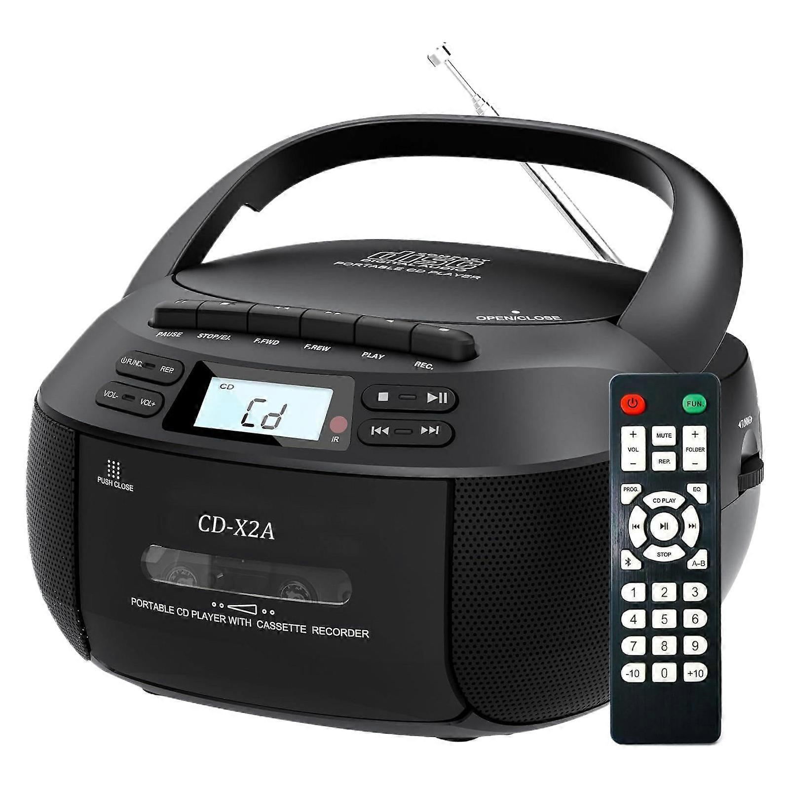 Portable Cd Player Versatile Playback Options Built-in Battery Bluetooth AM/FM Radio MP3 Tape