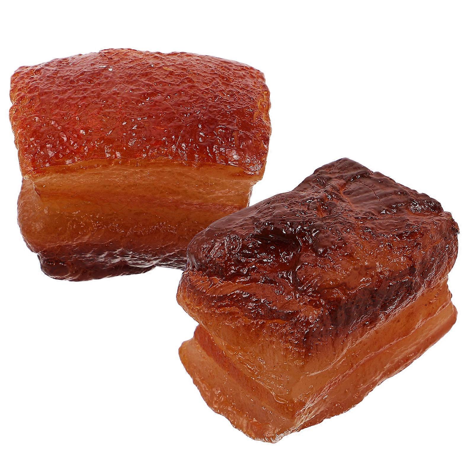 Meat Decor Simulated Red-Cooked Pork Model for Decor 2Pcs Imitated Braised Pork Prop