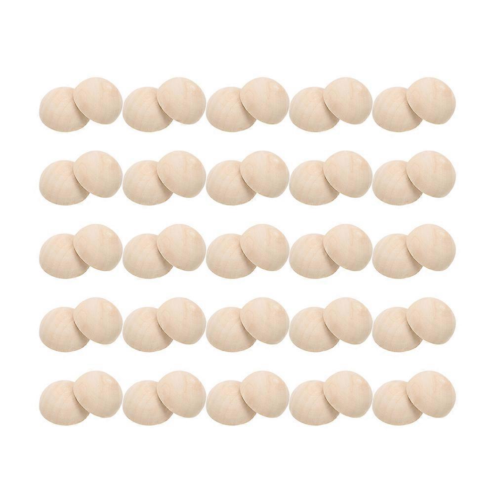 100Pcs Rustic Hemispherical Wooden Beads For Craft Projects Home Decor DIY Accessories 3X3X1.5CM