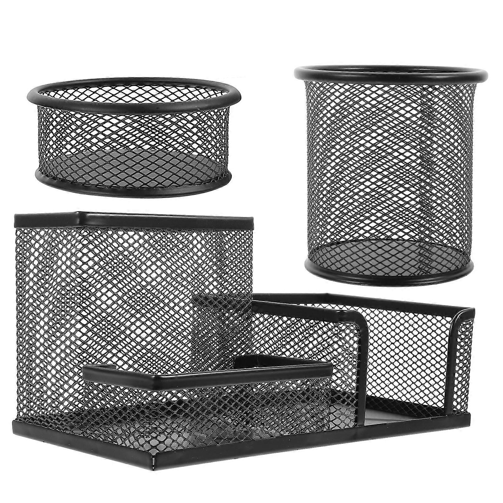 Iron Mesh Pen Holders Pencil Organizer for Desktop Use 4Sets Black