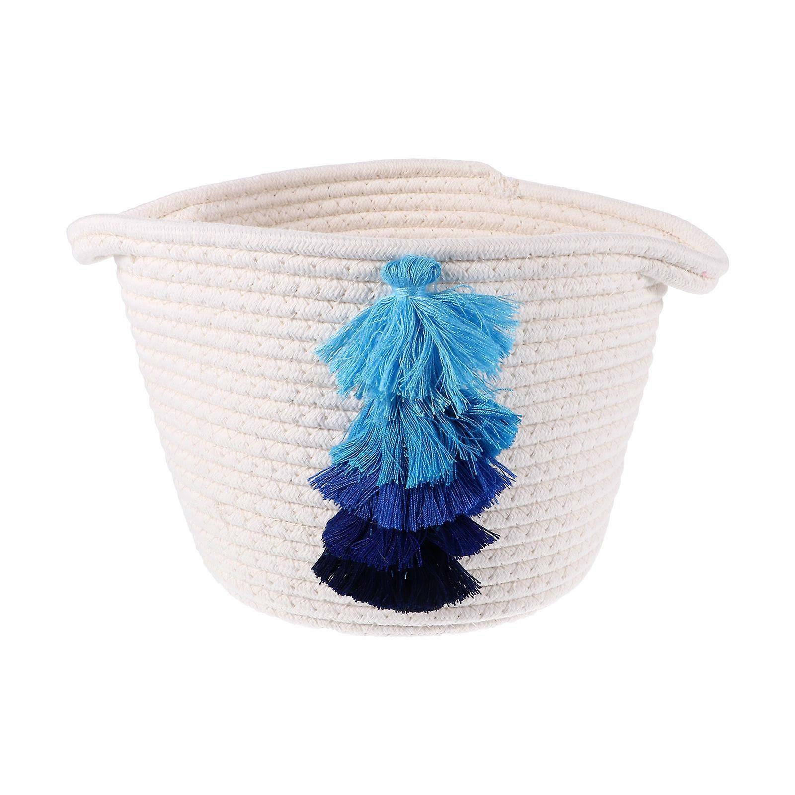 1Pack Cute Storage Container For Desktop Organization 30x20x7cm White Tassel Style