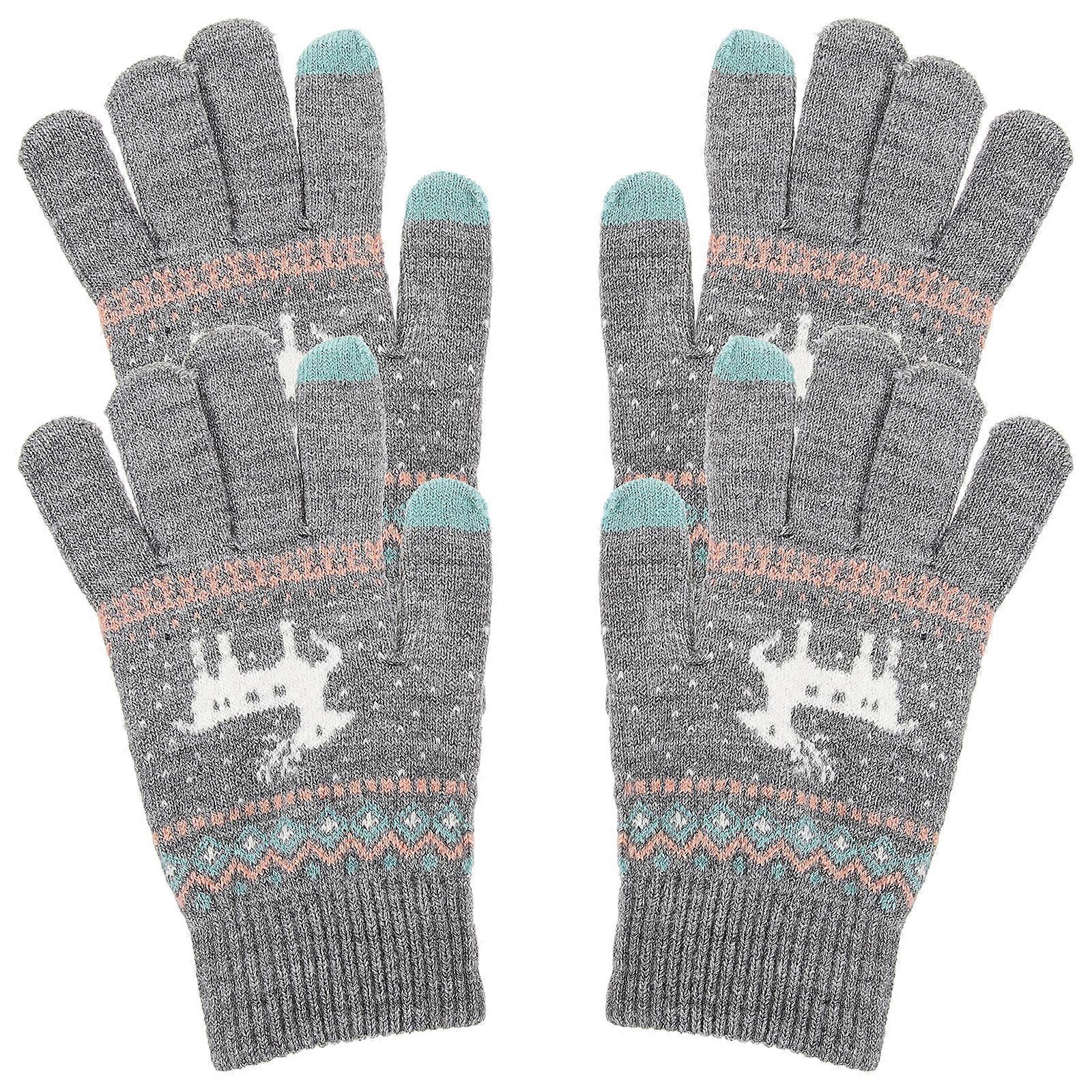 Solid Color Gloves for Kids 2Pairs Blue Full Finger Style