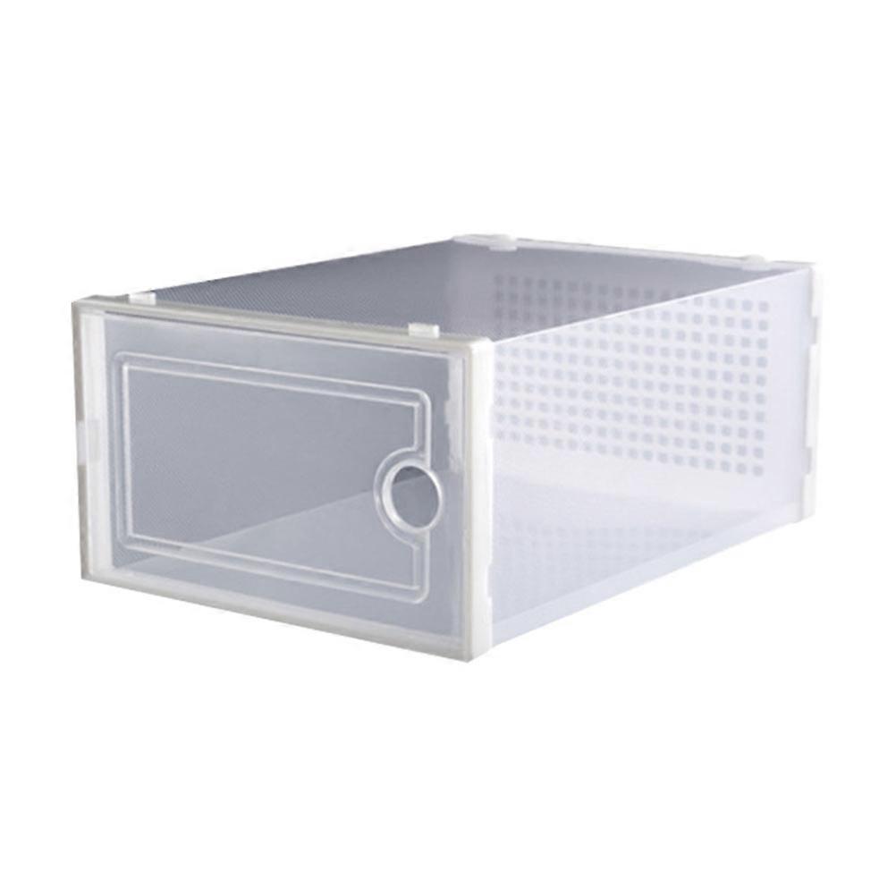White Plastic Shoe Boxes Drawer Type for Shoes Storage 4Pcs Transparent
