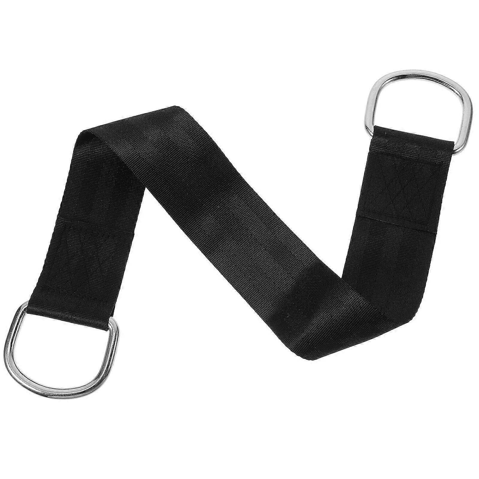 Swing Hooks Heavy Duty Connecting Straps For Outdoor Play Hammock Use Black Nylon Iron Load-Bearing 19.65X1.97X0.04in 2Pcs