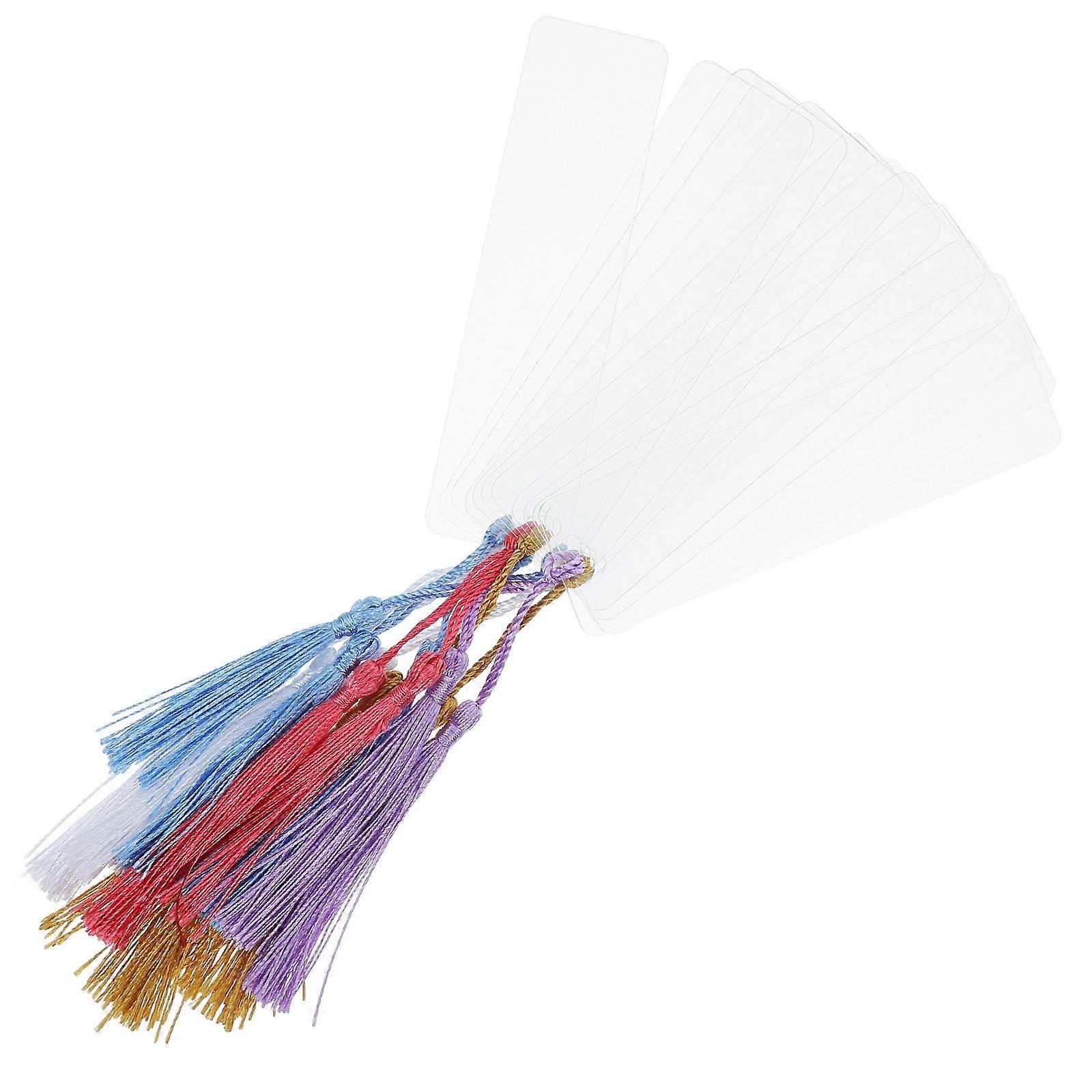 Clear Acrylic Bookmark with Tassel for Reading Use 2Sets Transparent