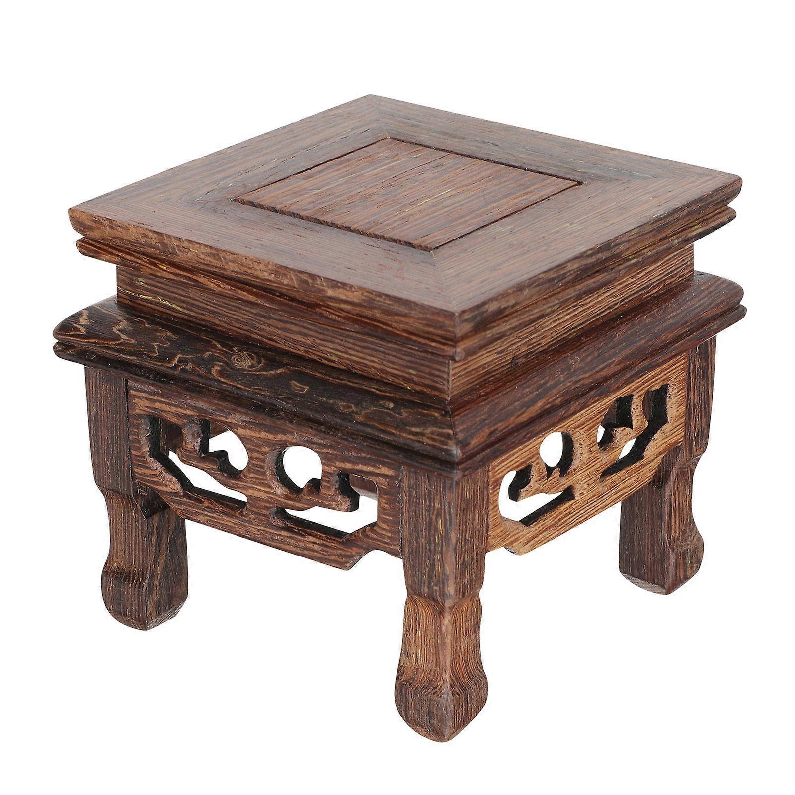 Crafts Holder for Flower Pot Display 2Pcs Chinese Style Wood Base