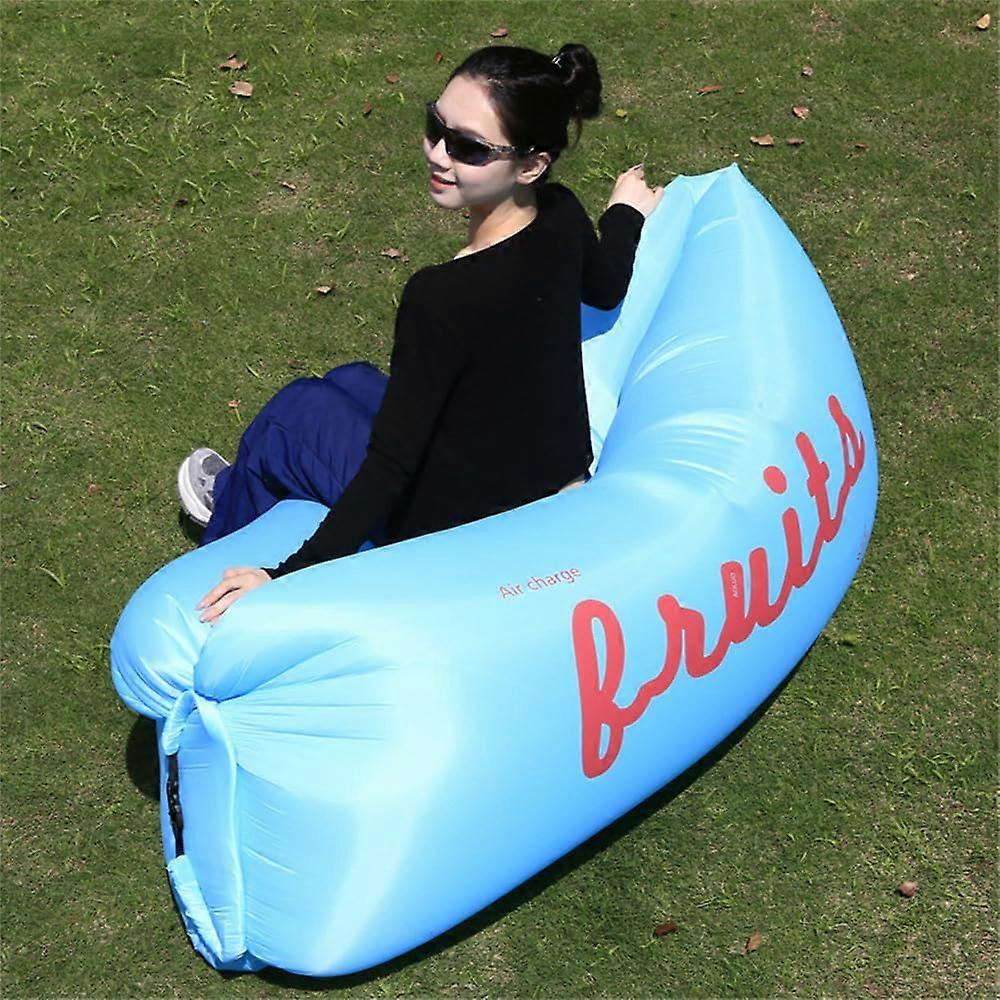 Inflatable Lounger Waterproof AntiLeak Air Sofa 150x88cm Blue For Camping Pool Beach Hiking
