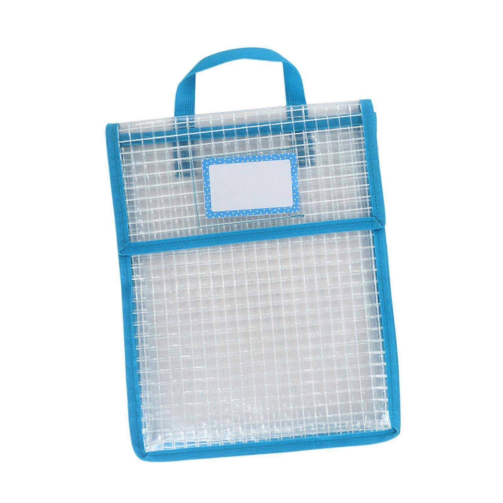 Book Pouch Bags with Carrying Handle Handbag Mesh Storage Bag for Organize Blue