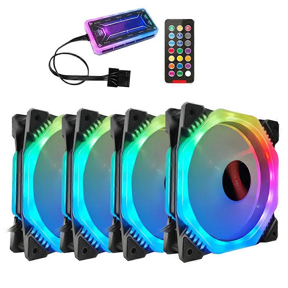 Rgb Computer Cooler Fan Square Case Fan For Pc Cooling Black 5Pcs