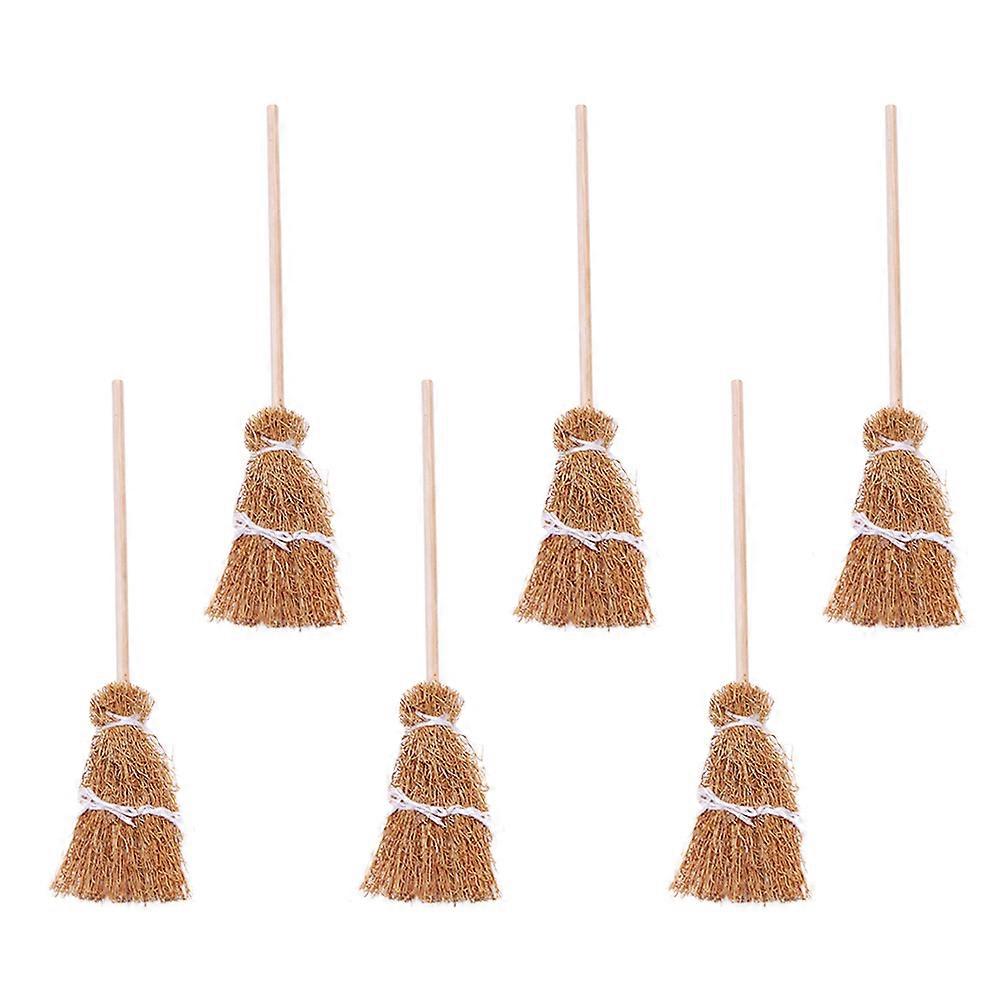 Mini Brooms Adorn for Mini House Cleaning Tools 18Pcs Light Brown