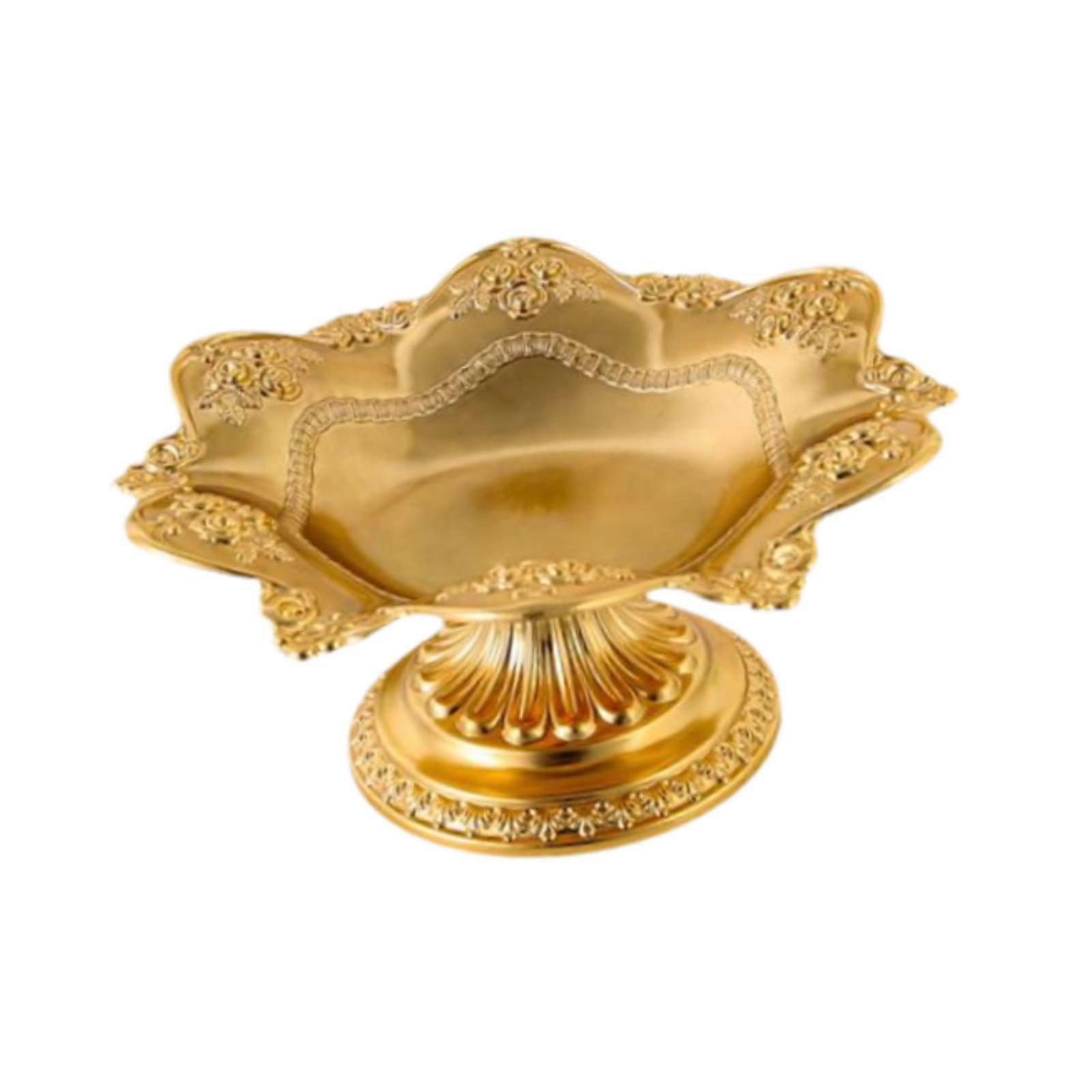 Lotus Fruit Plate Multipurpose Desktop for Coffee Table Bedde Table (Gold)