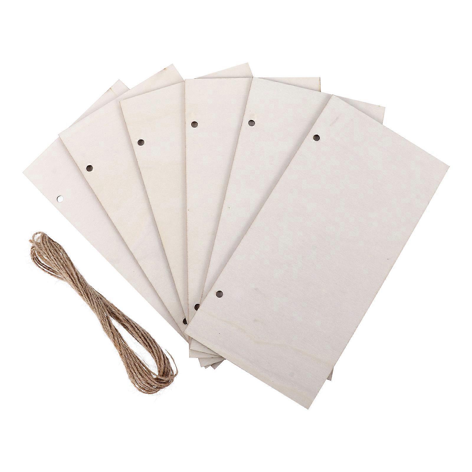 Unfinished Wooden Chips Rectangular Wood Pendant for Decoration 1Set