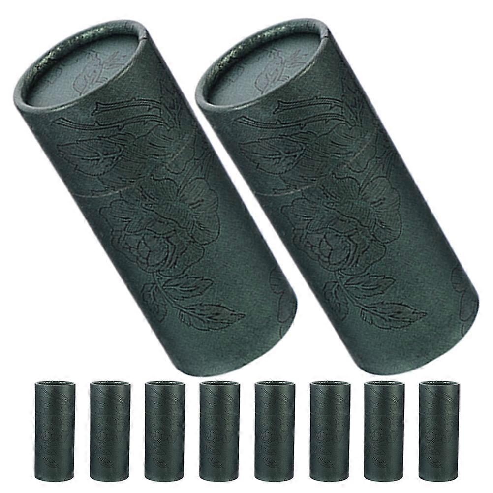 Essential Oil Box Round Container Dark Green 10Pcs Packaging Storage Organizer