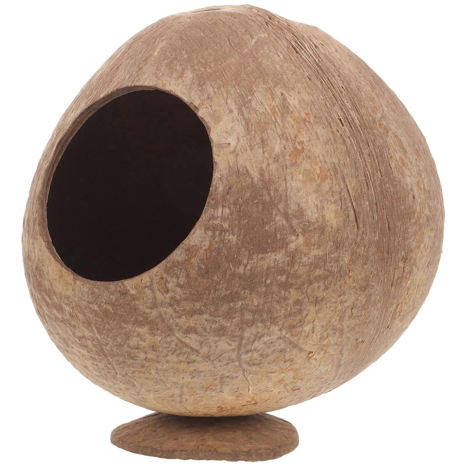 Brown Hamster Coconuts Hideout Natural Hamster House for Small Pets