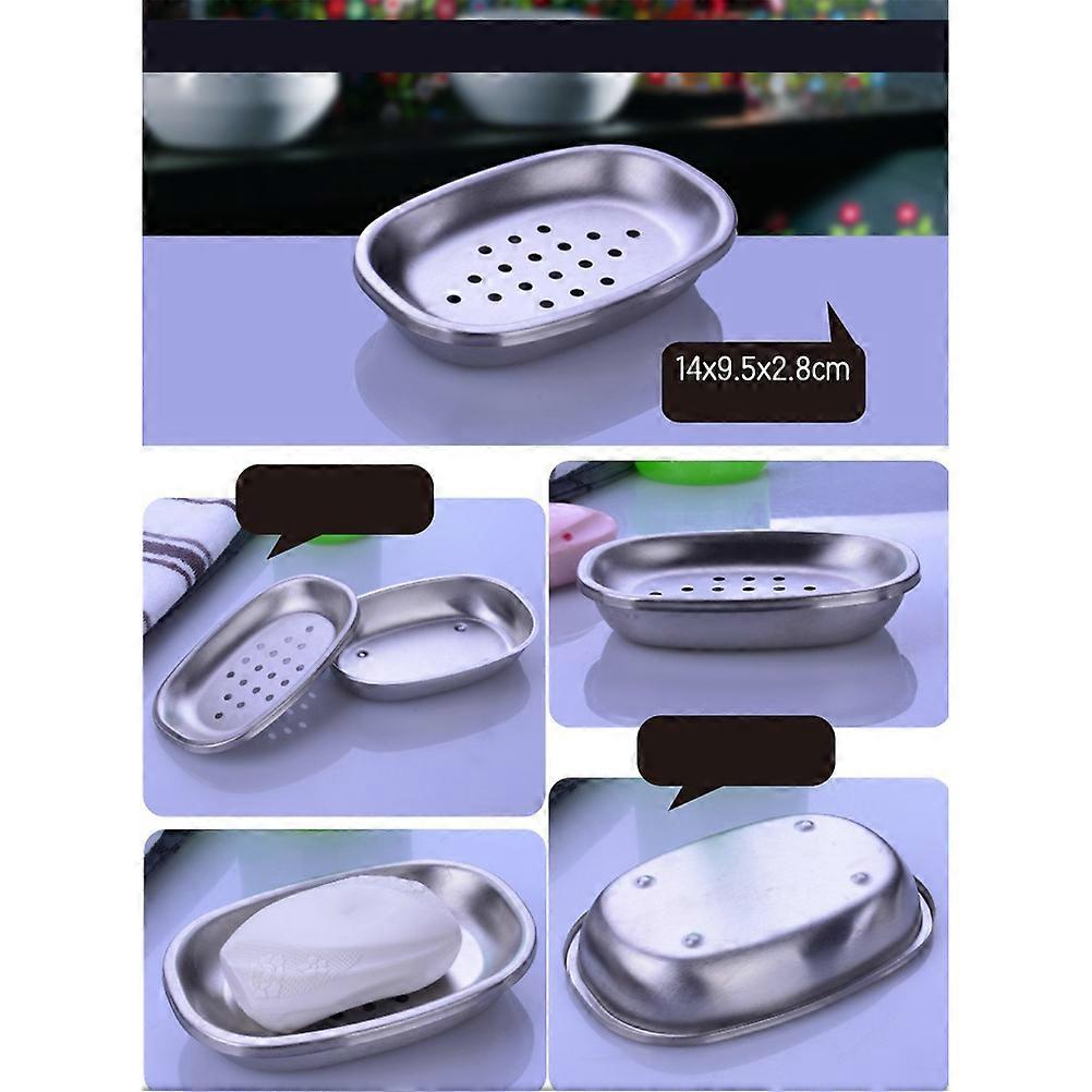 Soap Drainer Stainless Steel for Soap Holding 2Pcs Double Layer Oval Tray