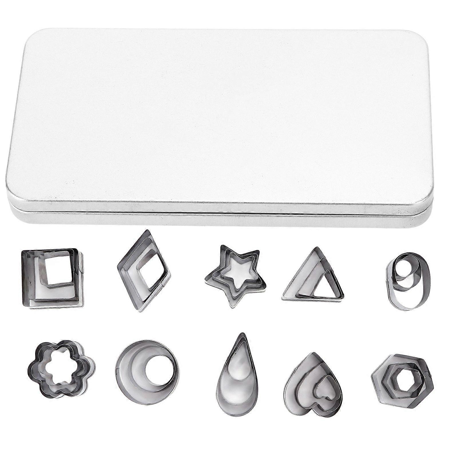 30Pcs Cookies Mold Stainless Steel Mini Geometric Pattern Exquisite Workmanship Biscuits Cutting Mold