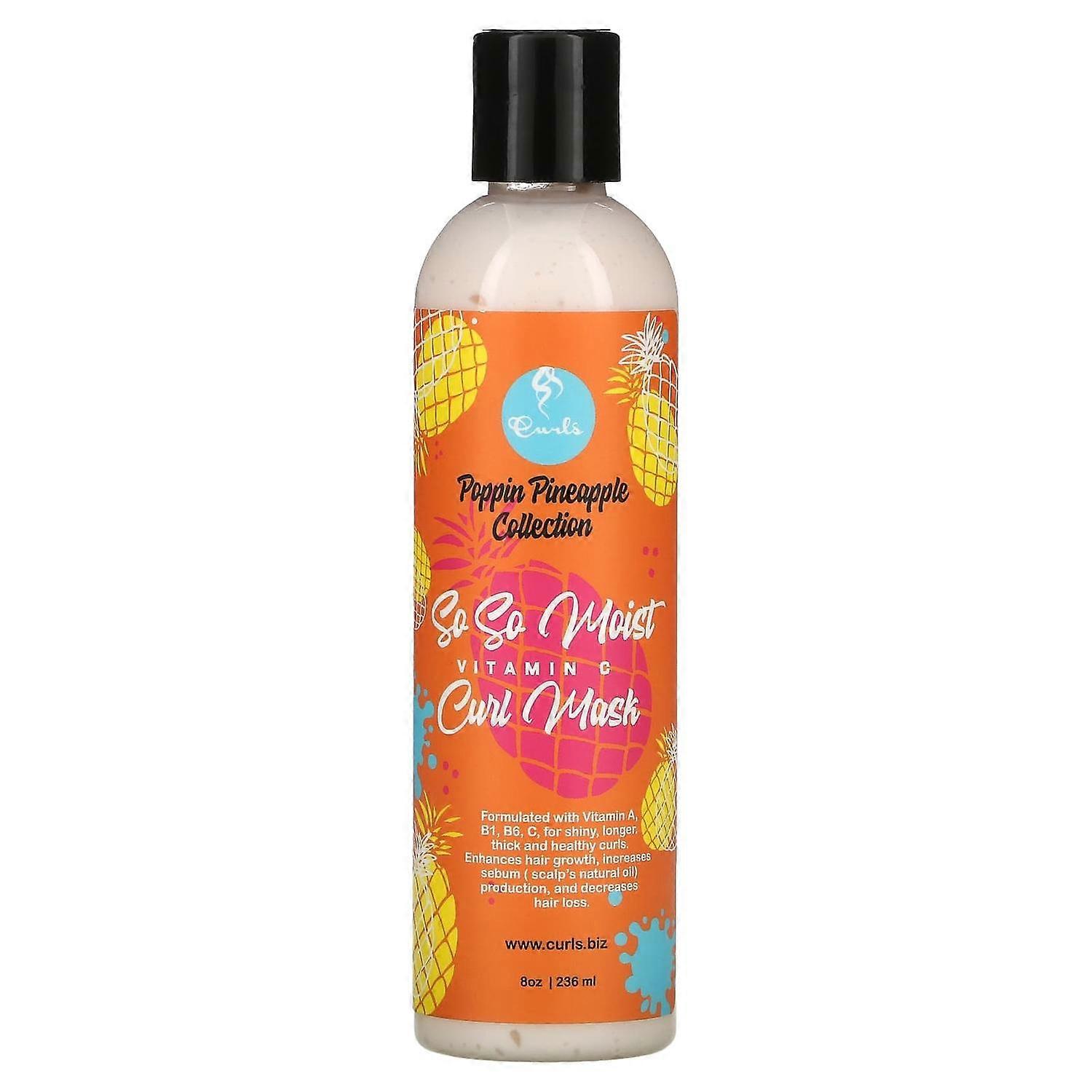 Curls, Poppin Pineapple Collection, So So Moist, Vitamin C, Curl Mask, 8 oz (236 ml)