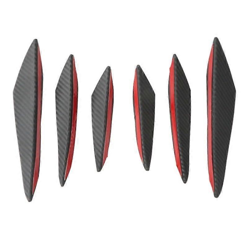 Front Bumper Diffuser Universal 6Piece Set Lip Diffuser Splitter Fins Duck Shaped Car Spoiler FiberBlack