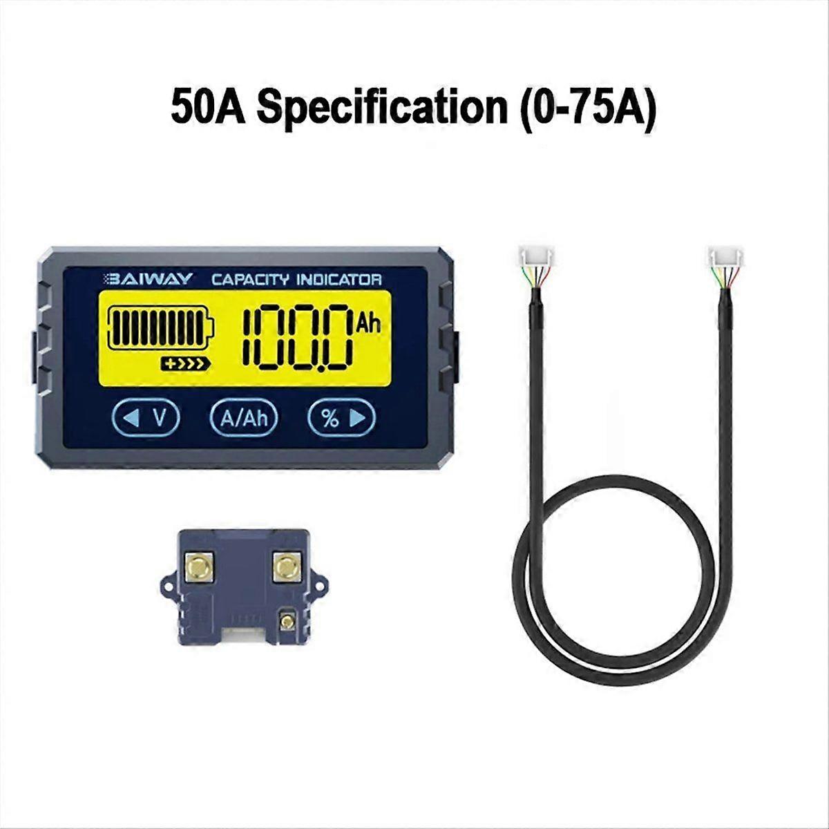 BAIWAY battery tester 8V-120V 50A coulomb meter capacity indicator