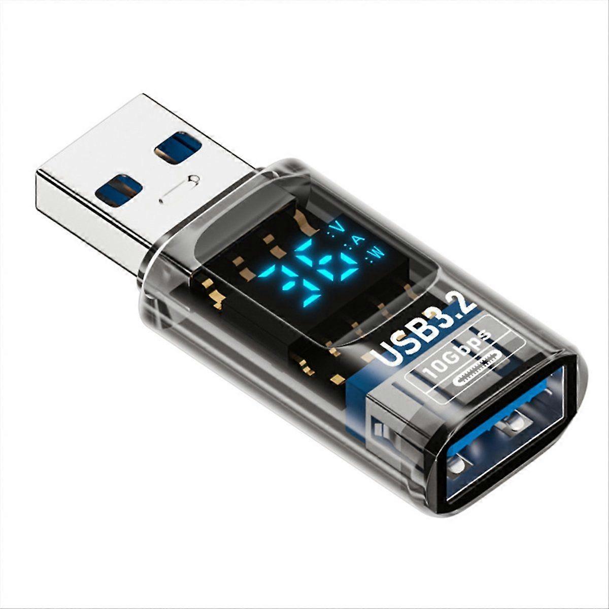 1PC Digital LED Display USB 3.2 Adapter 36-60W 10Gbps Laptop Type-C Converter Data Transmission A-M to A-F