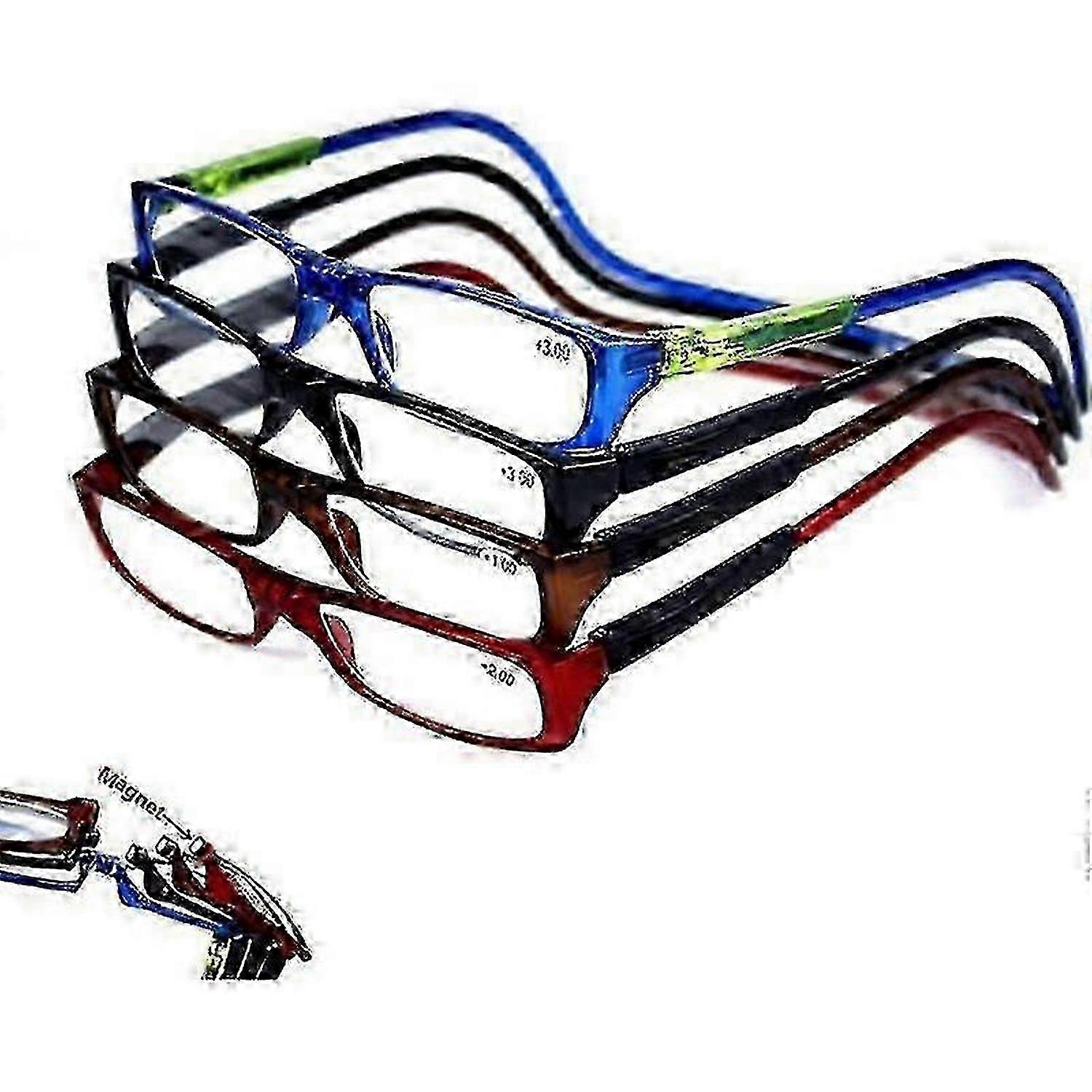 +25 Two-tone Magnetic Reading Glasses 4 Pairs
