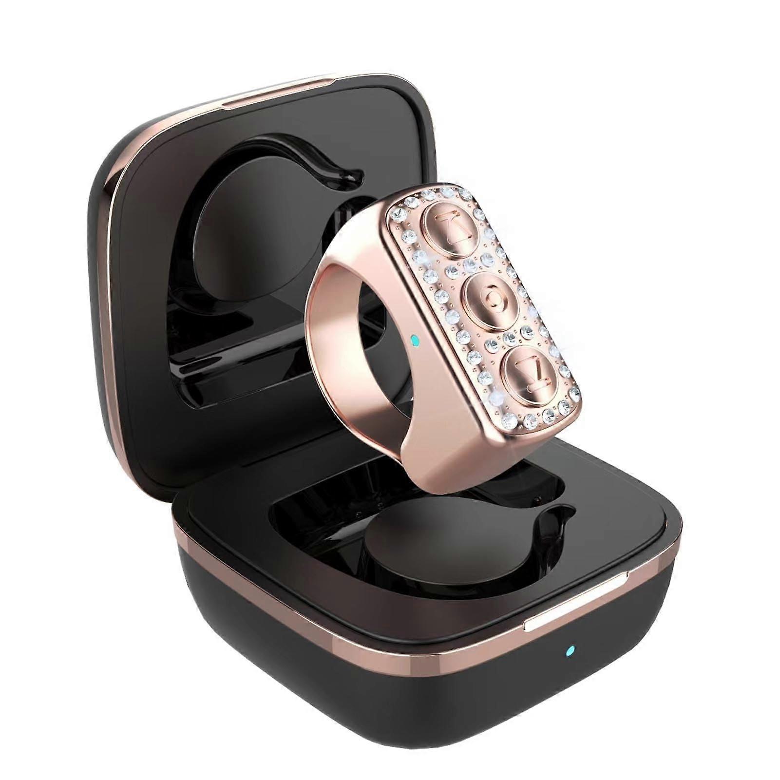 Bluetooth Page Turner Remote Compatible Wireless Ring, Camera Shutter Control, Charging Case Rose Pink