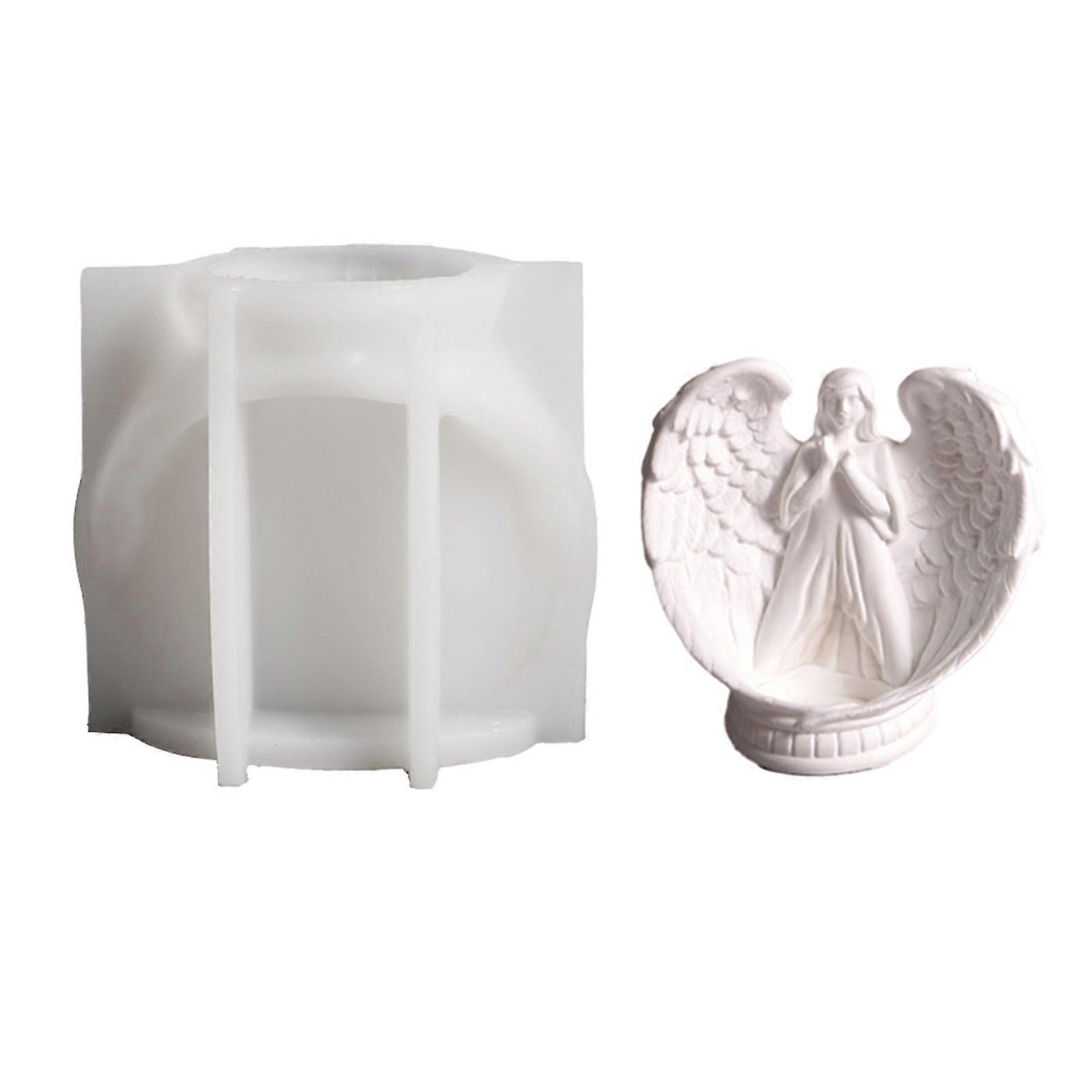 סיליקון נר עובש נר מחזיק עובש נר צורת מלאך סוגר נר עובש נר מרקם בעבודת יד ססגוניות