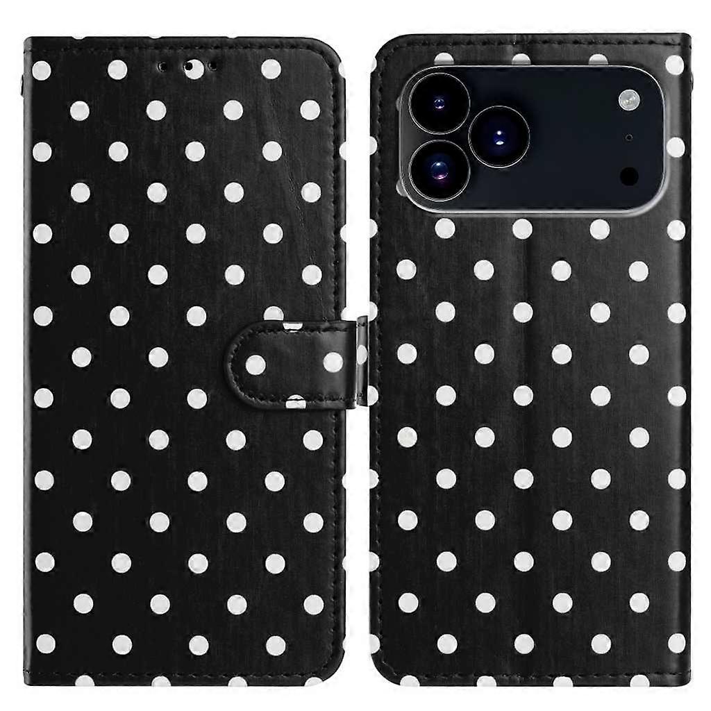 Compatible For iPhone 17 Pro Max Leather Case Polka Dot Pattern Wallet Stand Folio Phone Cover