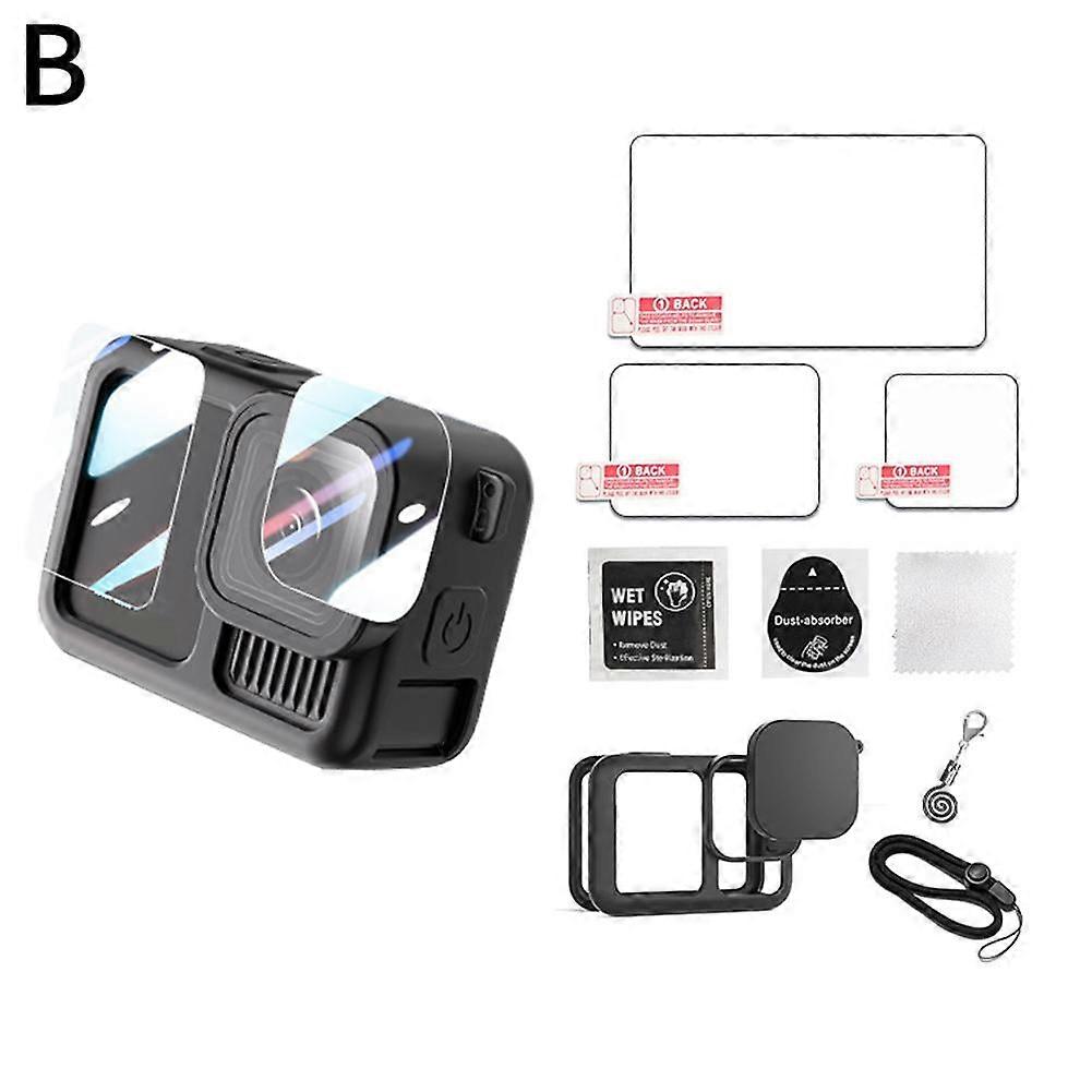 Silicone Set + Tempered Film (B) for GoPro Hero 13, Protective Cover, Lens & Battery Cap, Compatible with GoPro Hero13