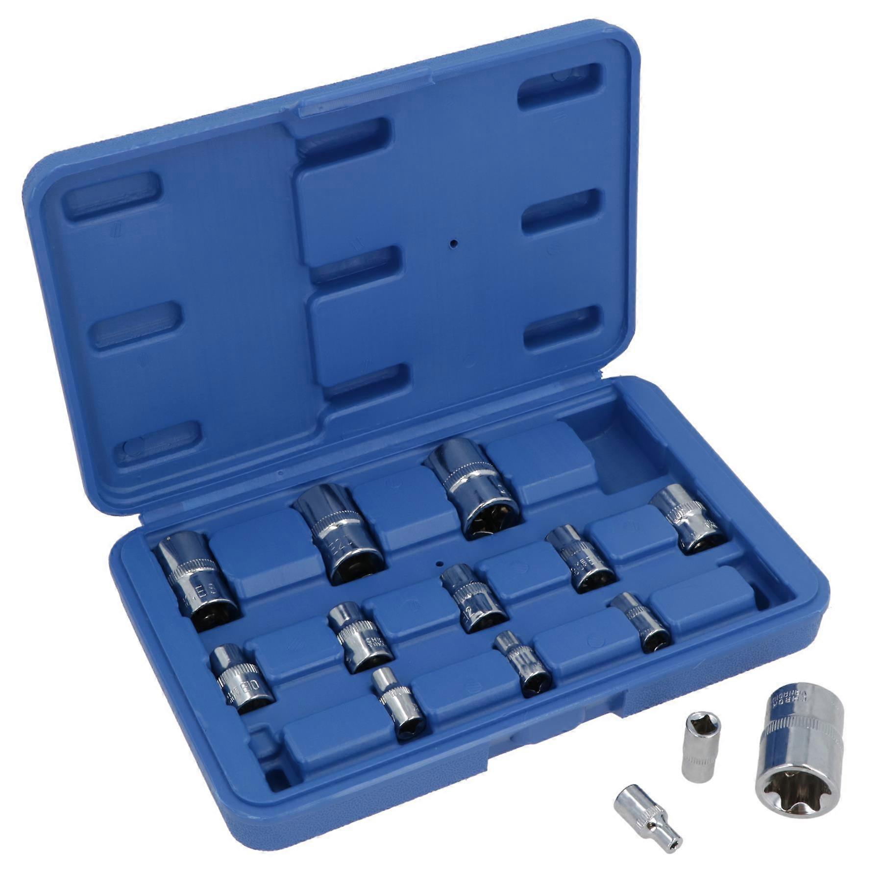 Female Torx Star E Sockets Shallow E4 - E24 Mixed Drive 14pc Kit