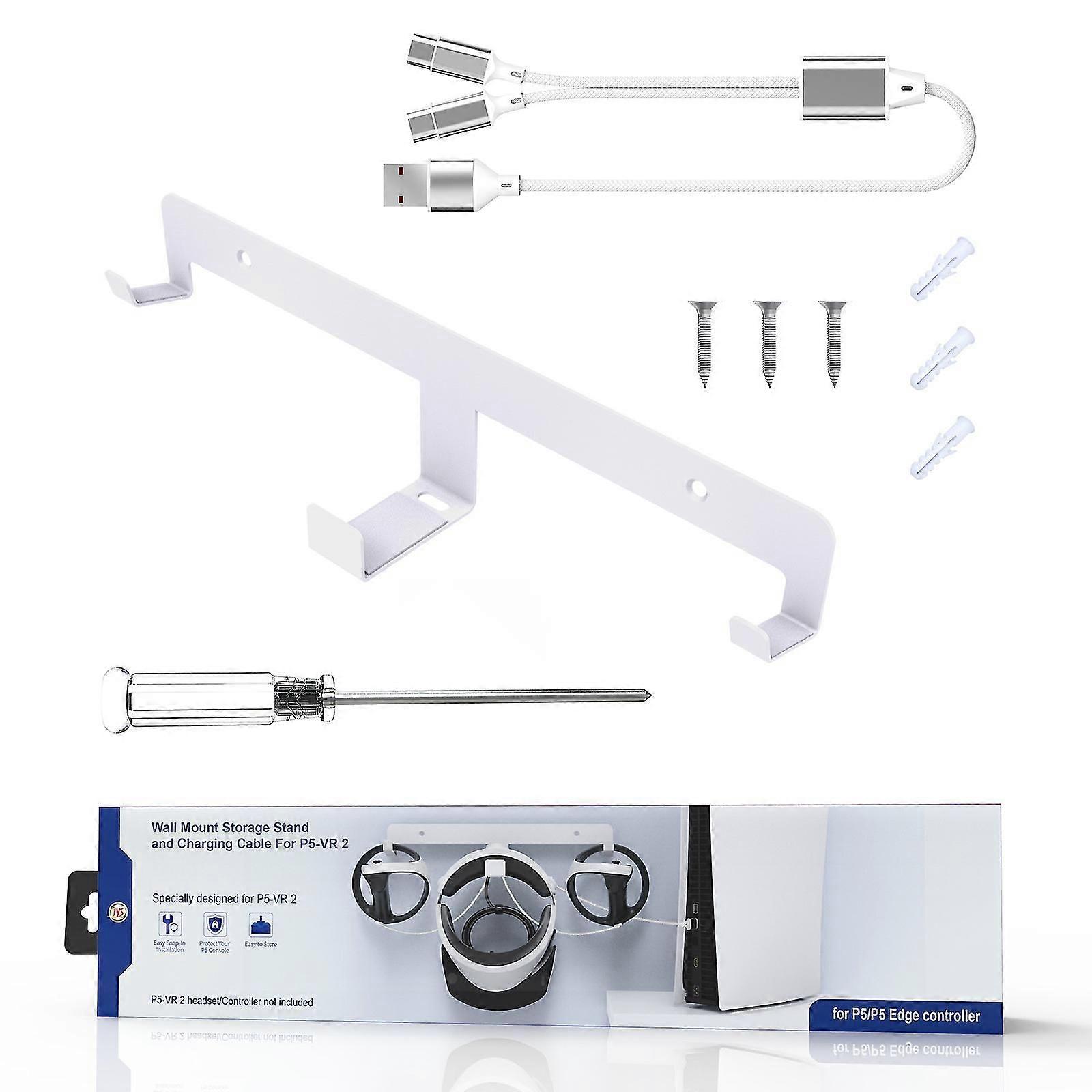 Psvr2 Wall Mount Holder With 2 In 1 Usb-c Charger Cable