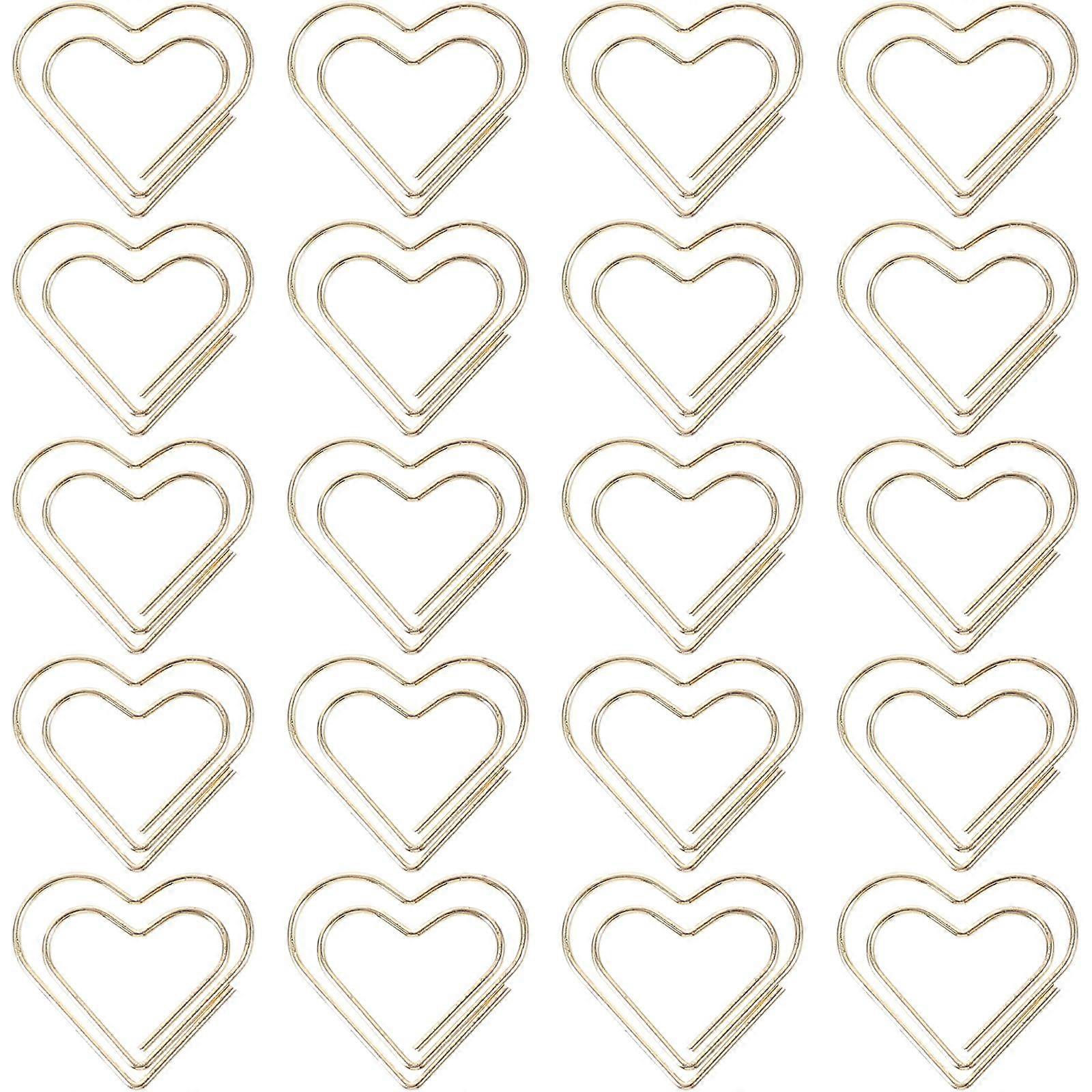 50Pcs File Document Paper Clips Heart Shaped Paper Clips Metal Clips Small Paper Clips Heart Paperclips (Random Style)