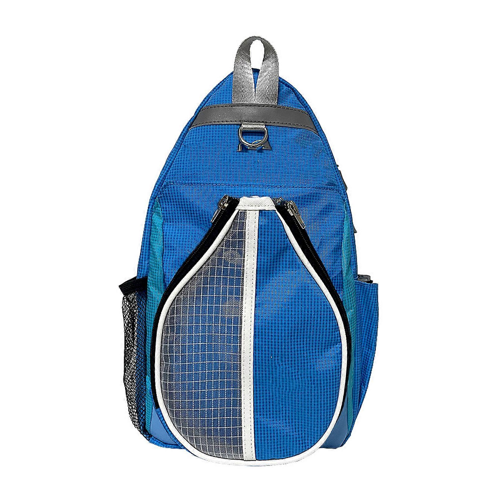 Large Capacity Table Tennis Paddles Storage Bag Easy Access Double Zippers Adjustable Strap Sport Activity  Sky Blue