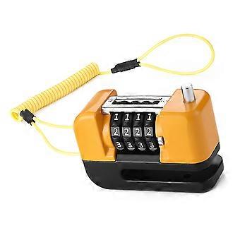 Compacts Portable Motorcycle Disc Brake Lock Security Padlocks High Security Bicycles Wheel 4-Digit Combination Lock  Yellow