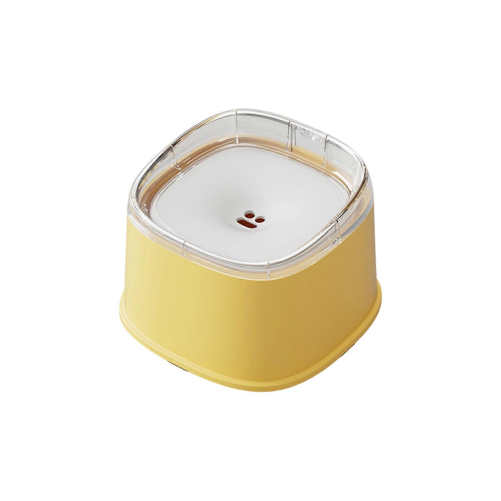 Leakproof Elevated Pet Bowl With Floating Mechanism Water Level Control Stable For Energetic Dog  Yellow and white