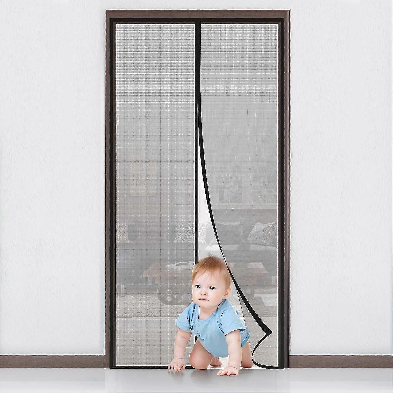 Magnetic Mosquito Net for Doors and Windows, 90x210cm Self-Closing Insect Screen with Fine Mesh for Easy Installation