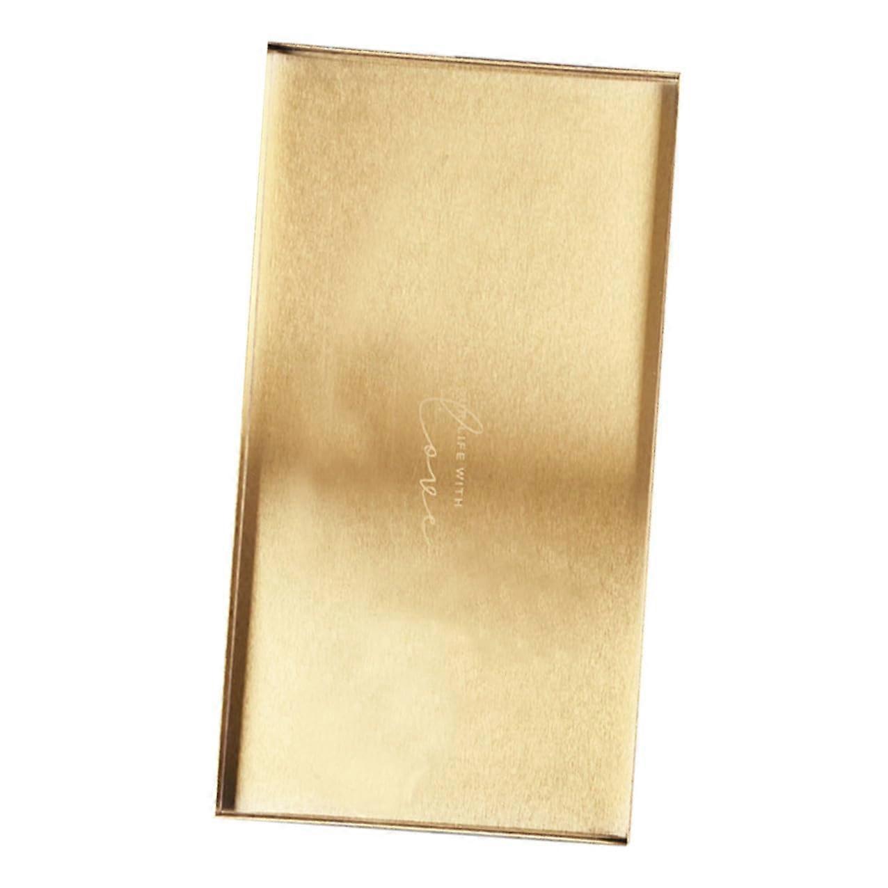 Geometric Stainless Steel Makeup Organizer Tray, Rectangular Storage Basket for Vanity and Dining Table