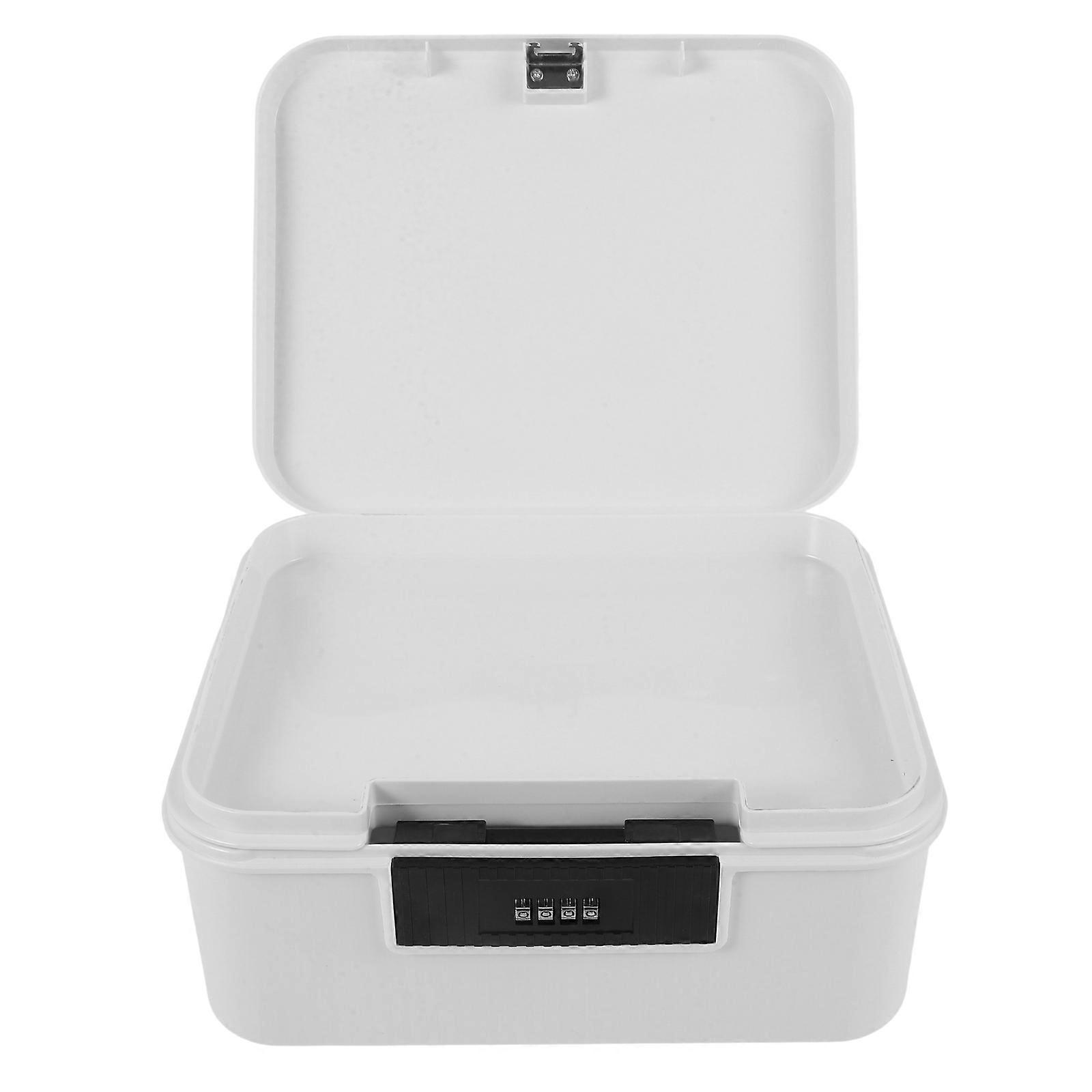 Small Lock Box with Built-in Lock for Storage Ivory ABS Portable Safe