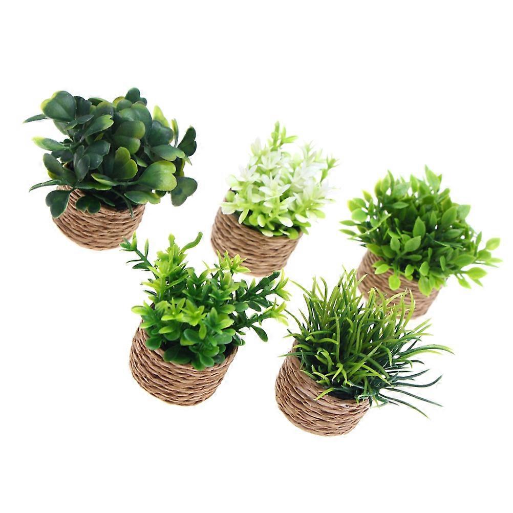 Simulated Tiny Bonsai Miniature Bonsai Model No Maintenance Required 5Set For Mini Scene Building Enthusiasts Mini House Scenery