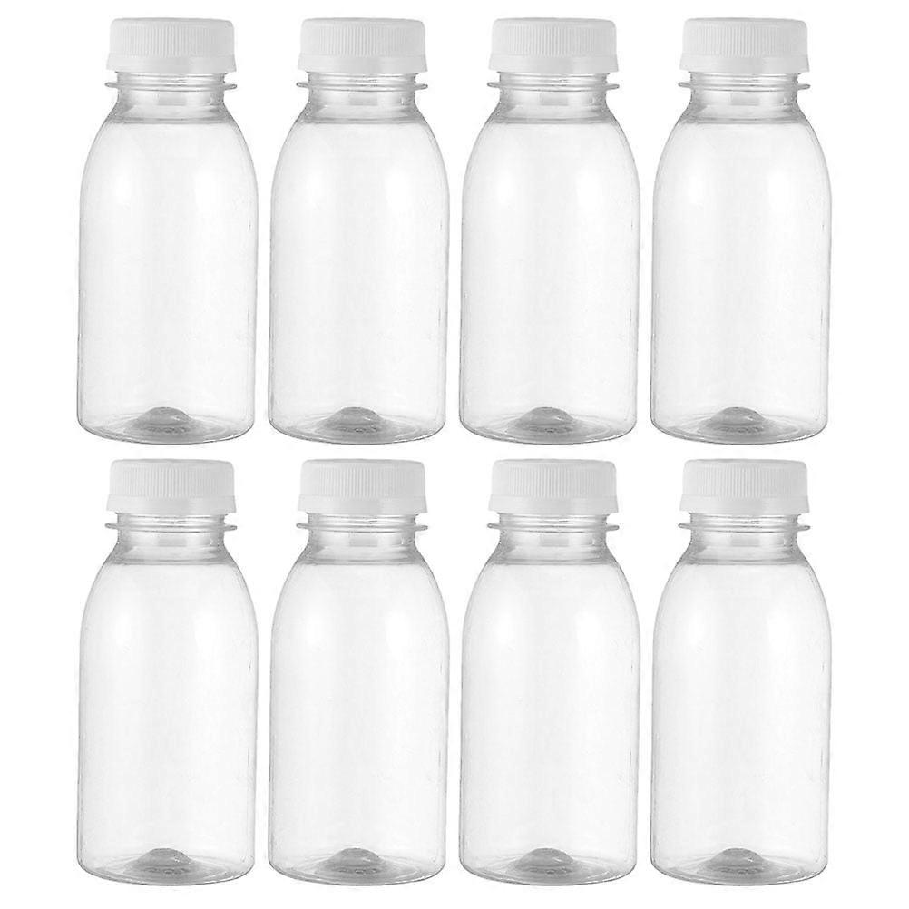 8pcs 100ml Clear Plastic Juice Bottles with Caps - Portable & Reusable