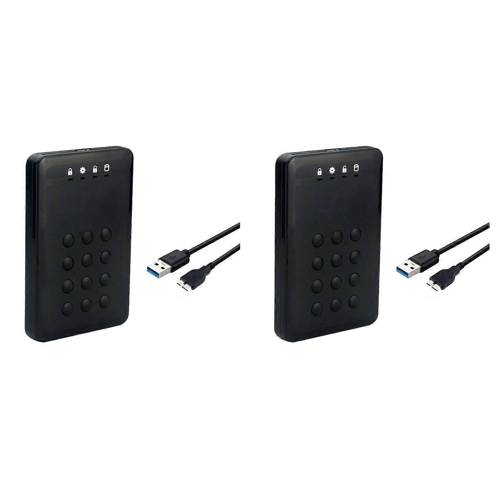 2X HDD Enclosure SSD Case Encrypted Hard Drive Enclosure 5Gbps USB3.0 SATA Hard Drive Enclosure for 2.5 Inch Hard Disk