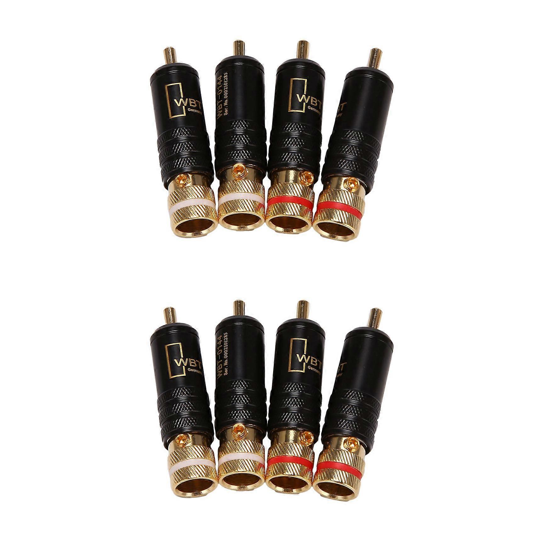 8Pcs Rca Locking Plugs Audio Video Connectors