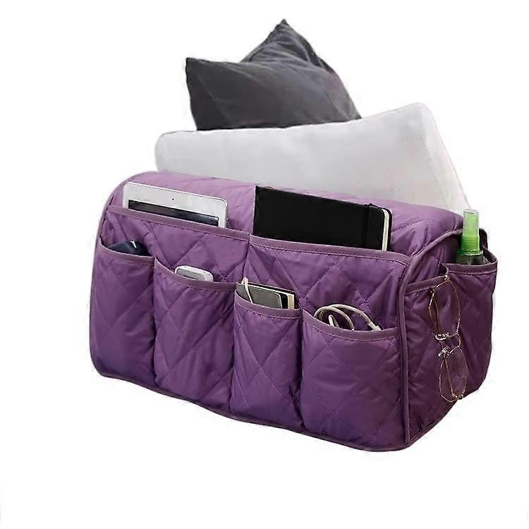 Waterproof Sofa Armrest Organizer with Multiple Pockets for Bedside and Couch Storage – Purple