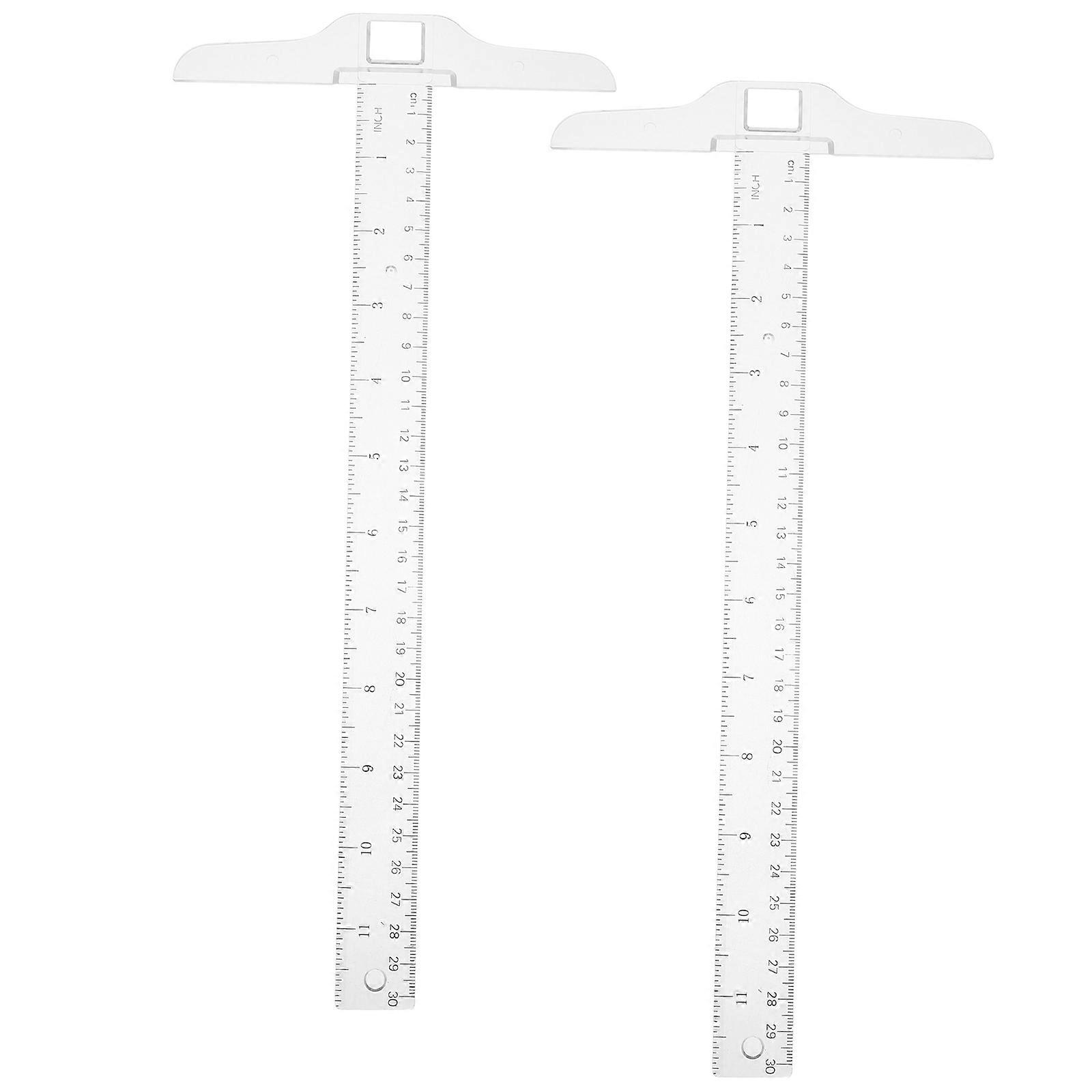 2PCS 30cm T Shape Ruler T-Square Double Side Centimeter Scale Plastic Measuring Tool for Drafting and General Layout Work
